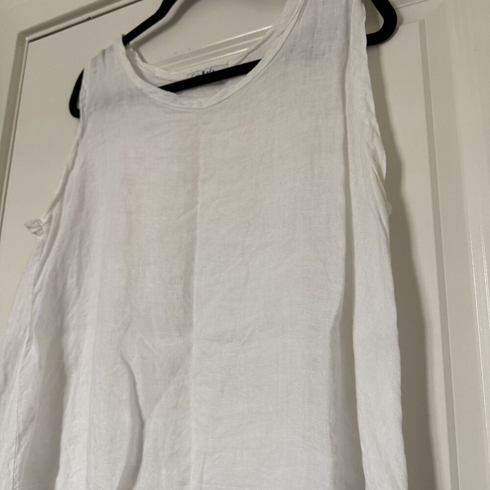 Gigi Moda 100% linen white tank top summer spring Large - Picture 6 of 15